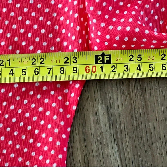 NWT Three Eighty Two Polka Dot Short Sleeve Sheer Top Size Large Red White - Picture 4 of 14